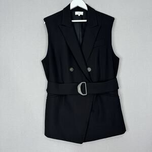 Vince Double Breasted Belted Vest Womens 18 Black Blazer Jacket Old Money Luxury